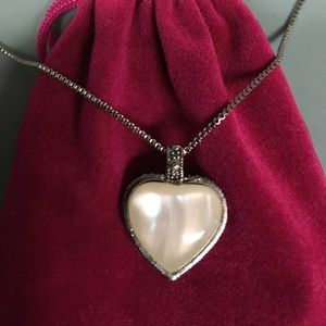 2-Sided Heart Pendant w/ Marcasite Detail